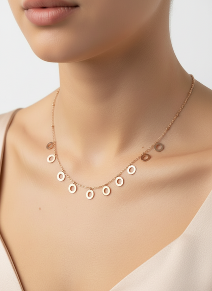 Rose Gold Circle Charm Necklace