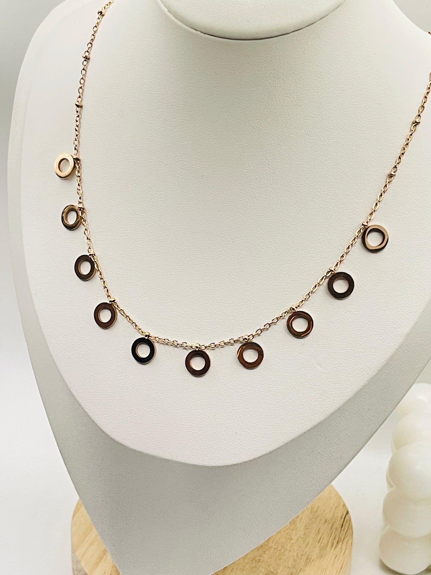 Rose Gold Circle Charm Necklace