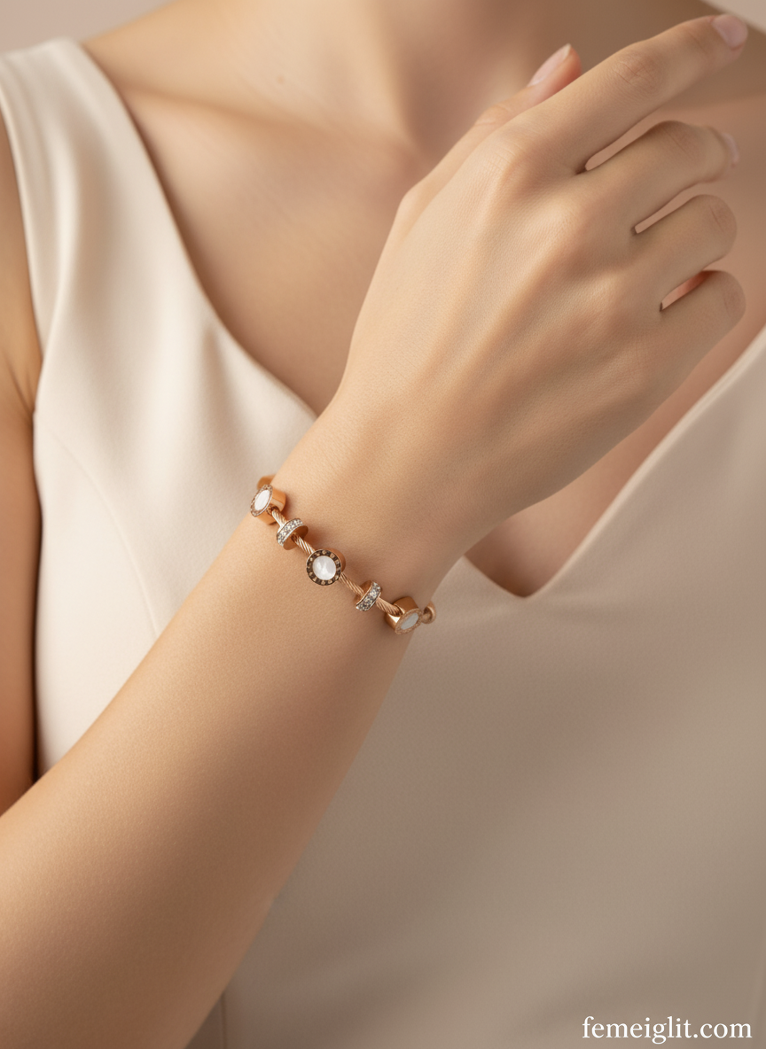 Roman Cable Rose Gold Bangle
