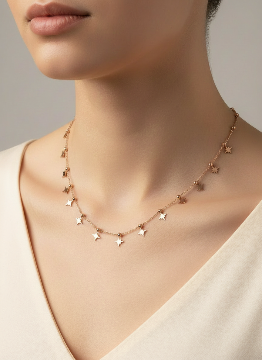 Rose Gold Twinkle Star Charm Necklace