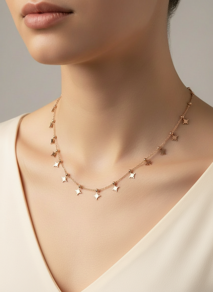 Rose Gold Twinkle Star Charm Necklace