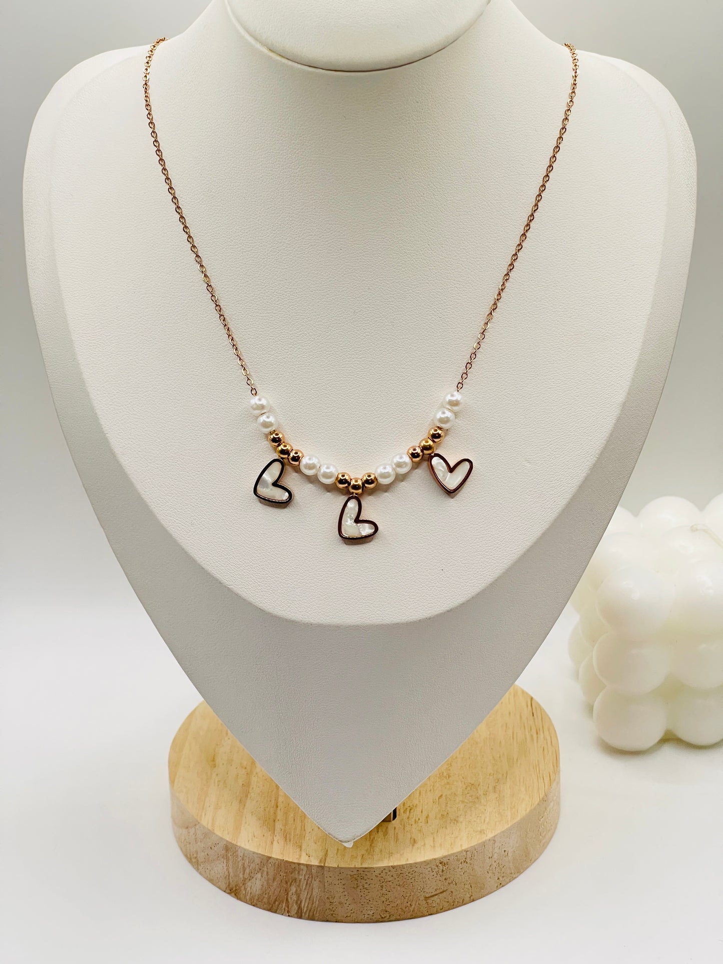 Rose Gold Pearl charm Necklace