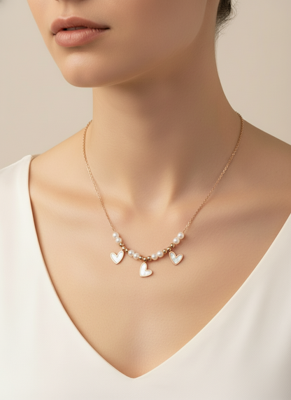 Rose Gold Pearl charm Necklace