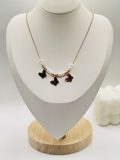 Rose Gold Pearl charm Necklace