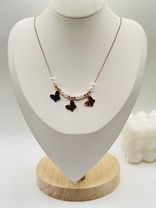 Rose Gold Pearl charm Necklace