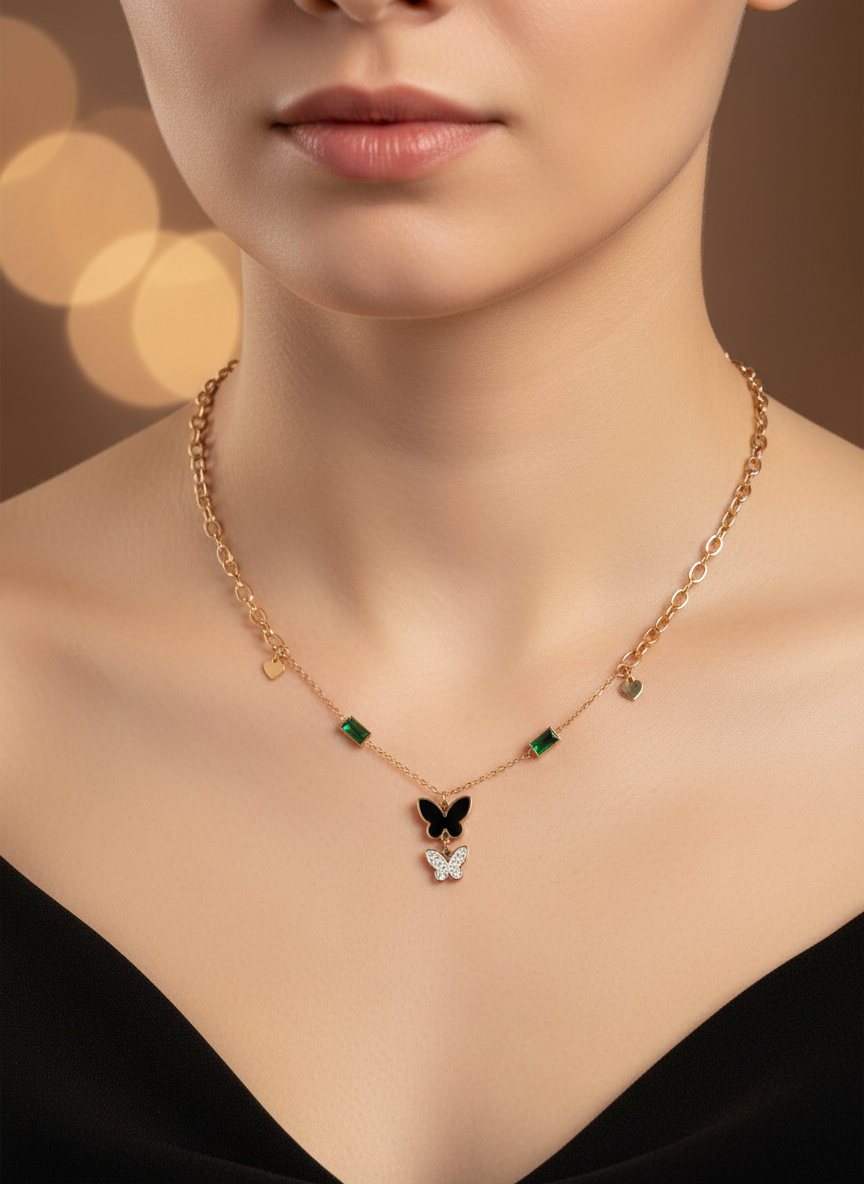 Rose Gold Flutter Charm Necklace