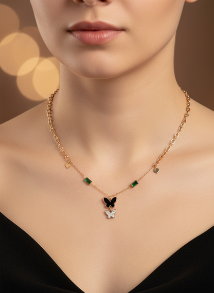 Rose Gold Flutter Charm Necklace