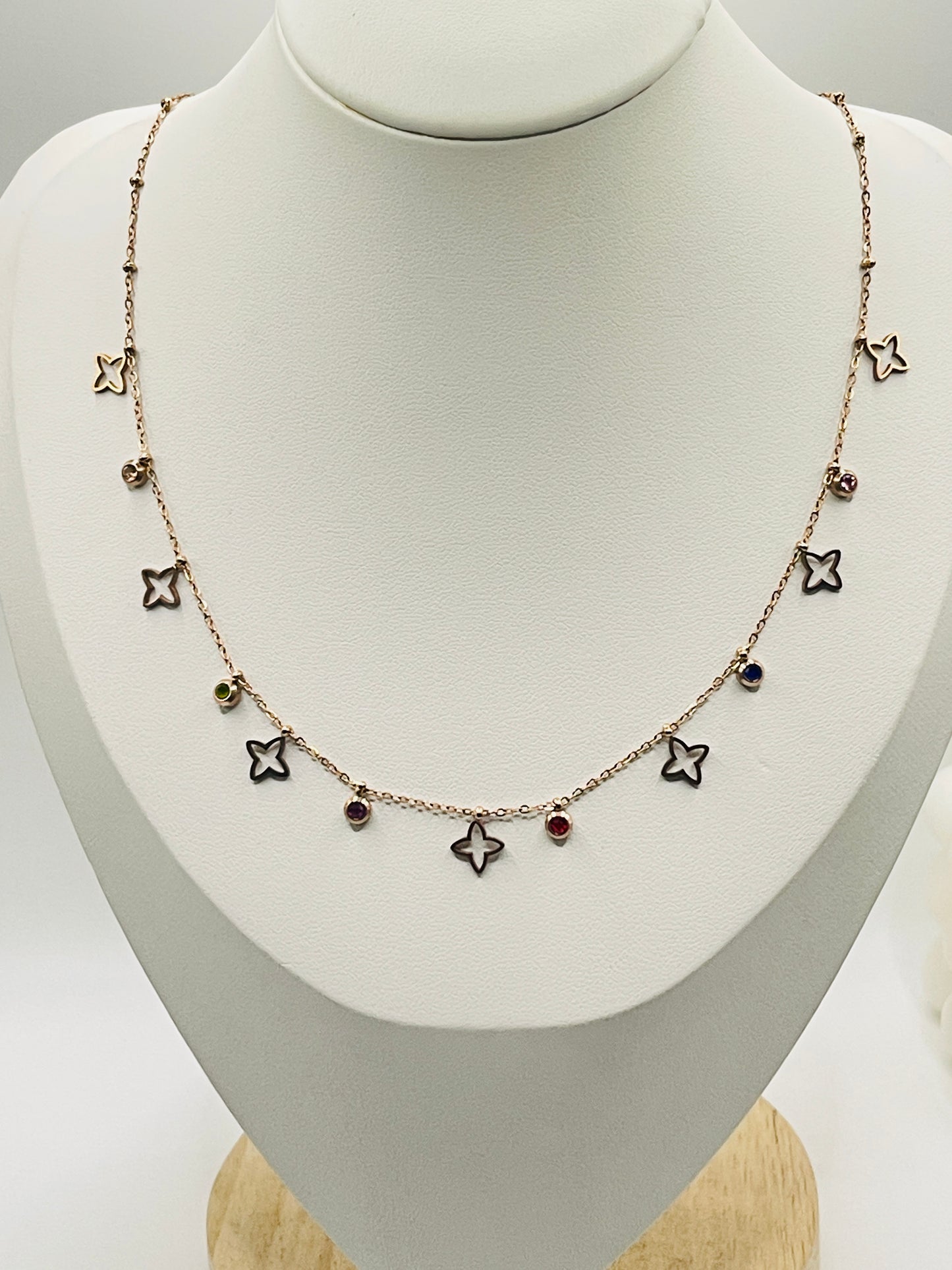 R/G Multi-Color Star Charm Necklace.