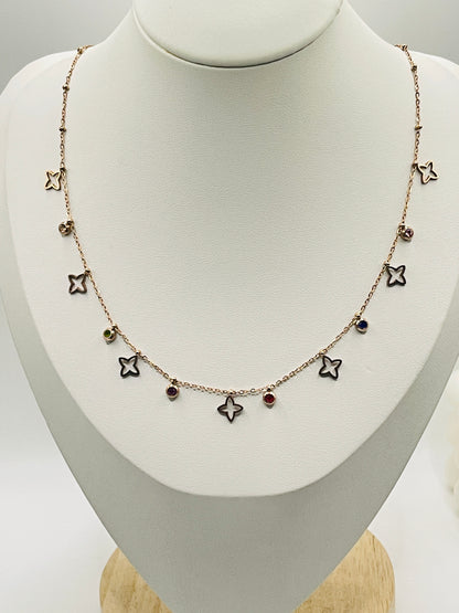 R/G Multi-Color Star Charm Necklace.