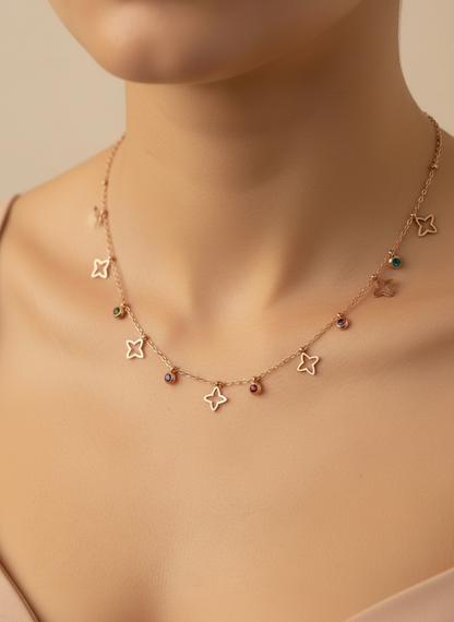 R/G Multi-Color Star Charm Necklace.