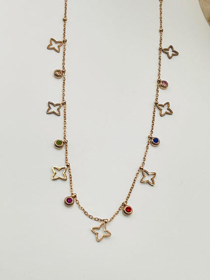 R/G Multi-Color Star Charm Necklace.