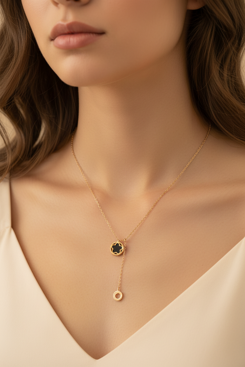 Black Clover Lariat Necklace