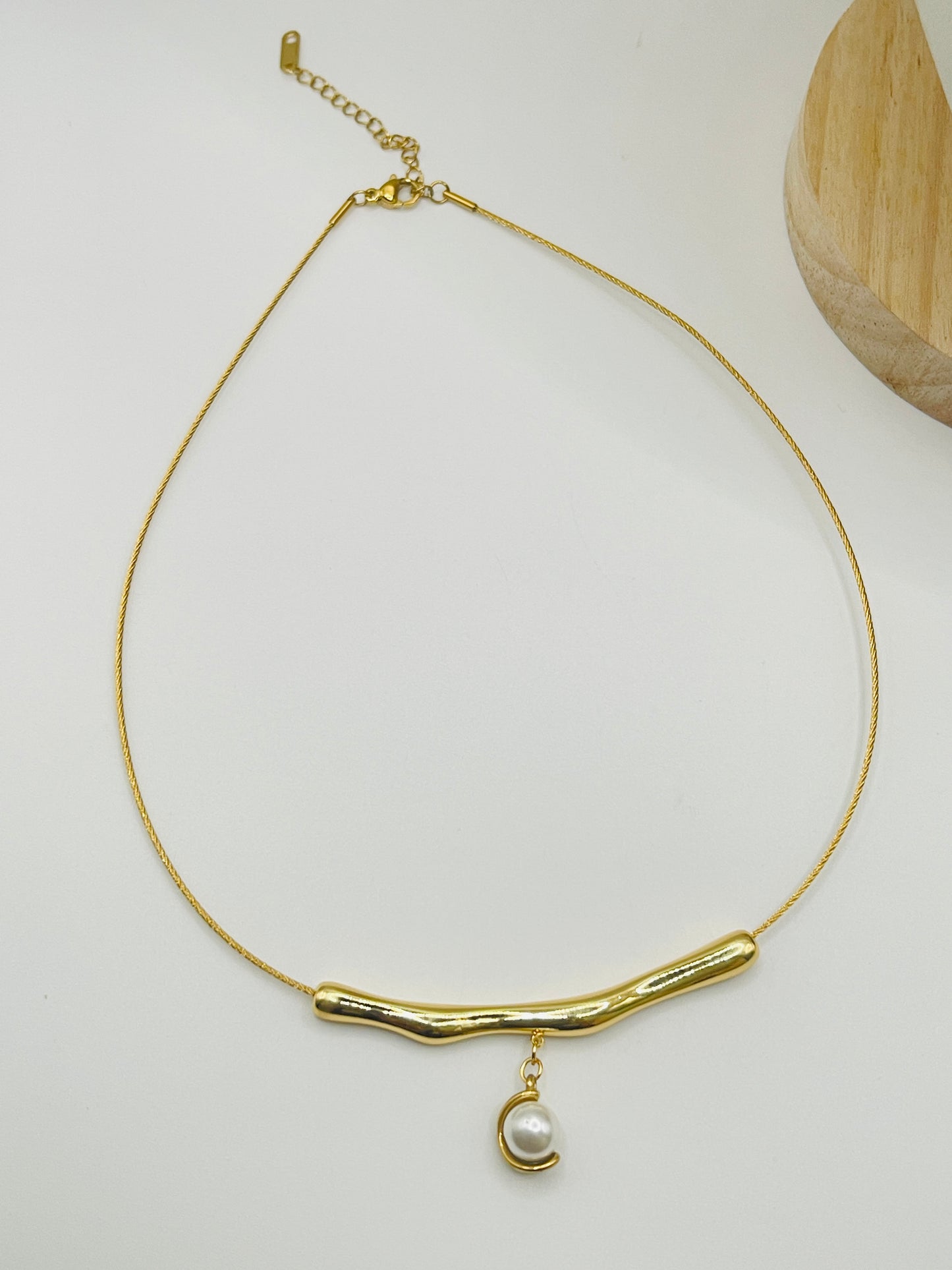 Gold plated Pearl Bar Necklace