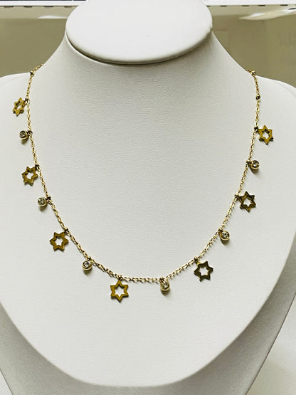 Gold Star Charm & Crystal Necklace