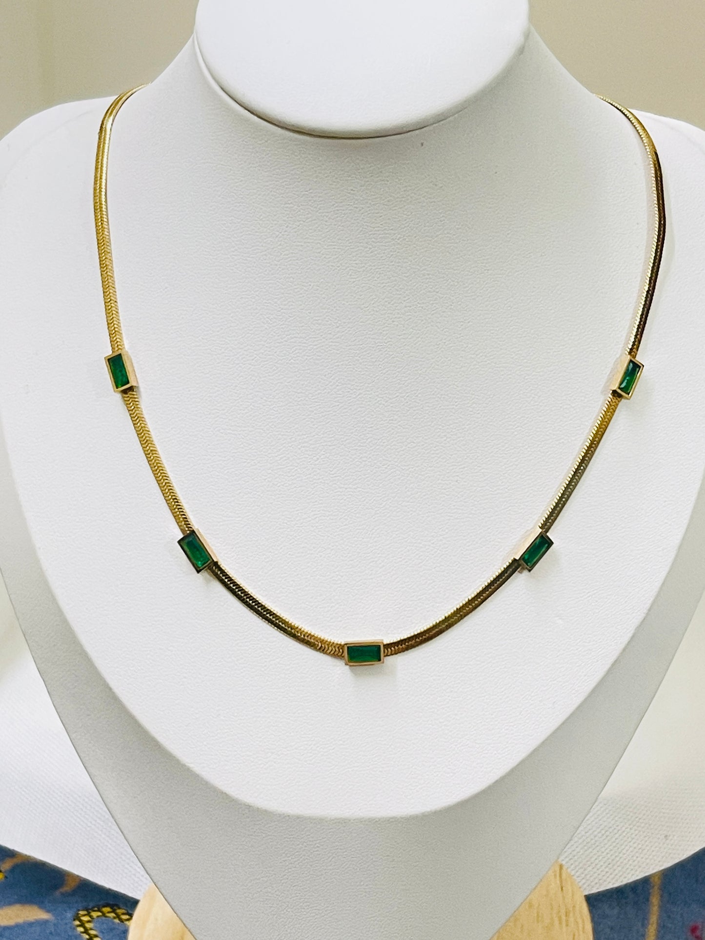 Emerald Edge Stainless Steel Chain Necklace