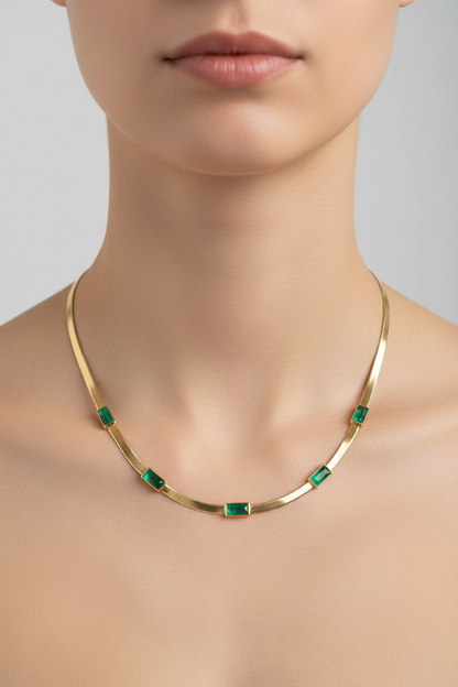 Emerald Edge Stainless Steel Chain Necklace
