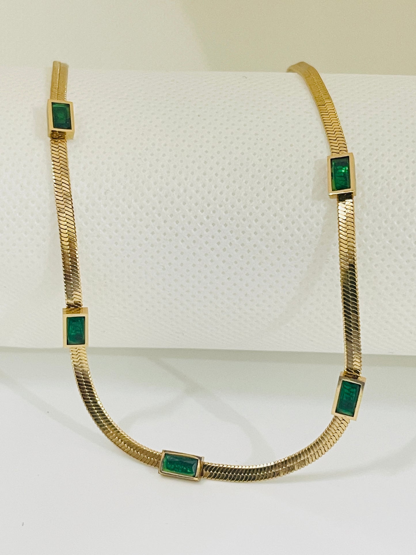 Emerald Edge Stainless Steel Chain Necklace