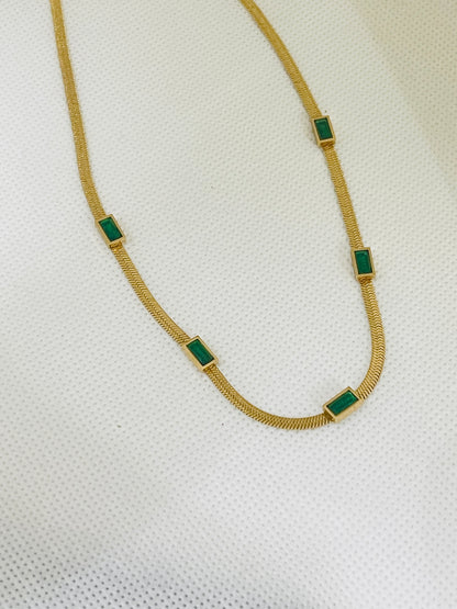 Emerald Edge Stainless Steel Chain Necklace