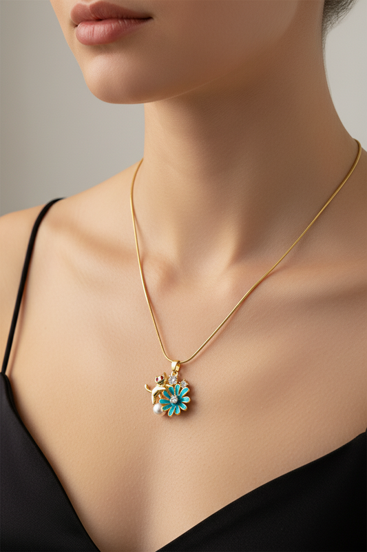 Playful Bloom Charm Gold-Plated Necklace