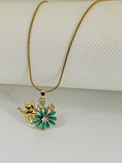 Playful Bloom Charm Gold-Plated Necklace