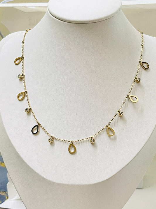 Gold Plated Teardrop Charm Necklace