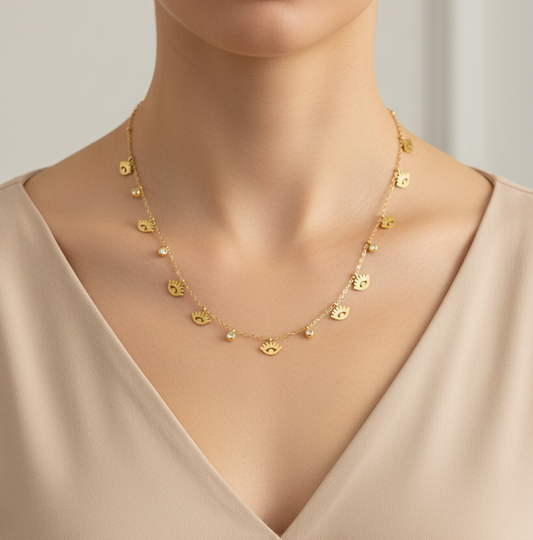 Gold Evil Eye Charm Necklace