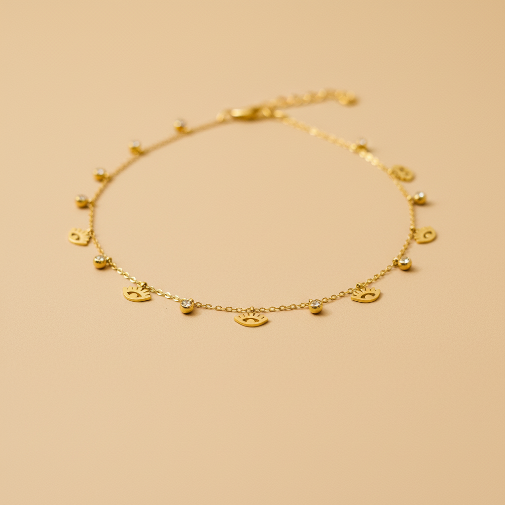 Gold Evil Eye Charm Necklace