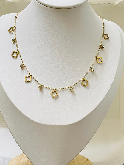 Gold Clover Charm Necklace