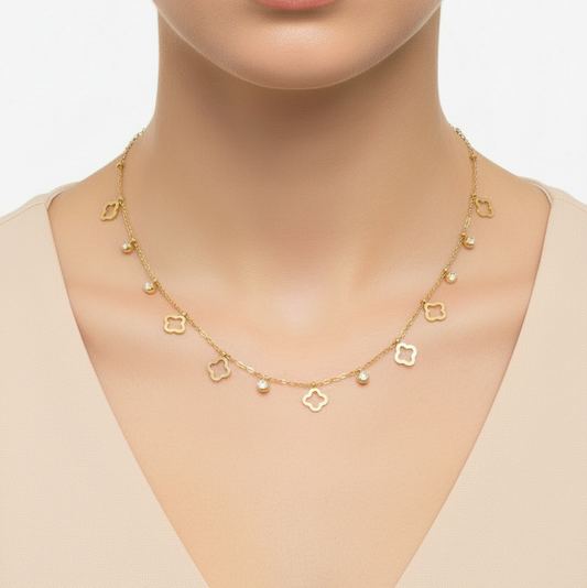 Gold Clover Charm Necklace
