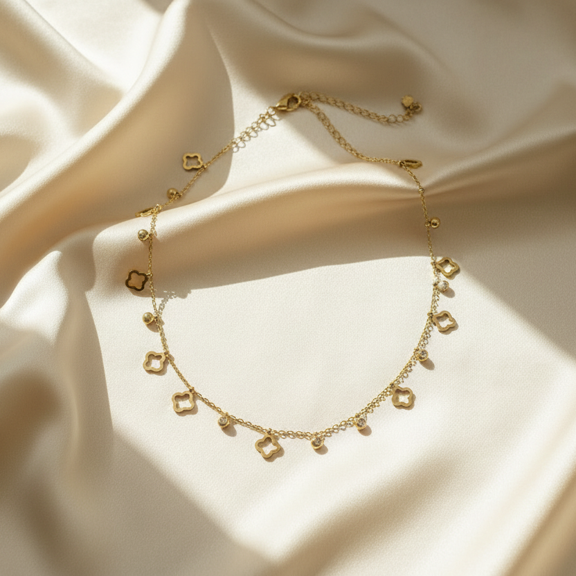 Gold Clover Charm Necklace