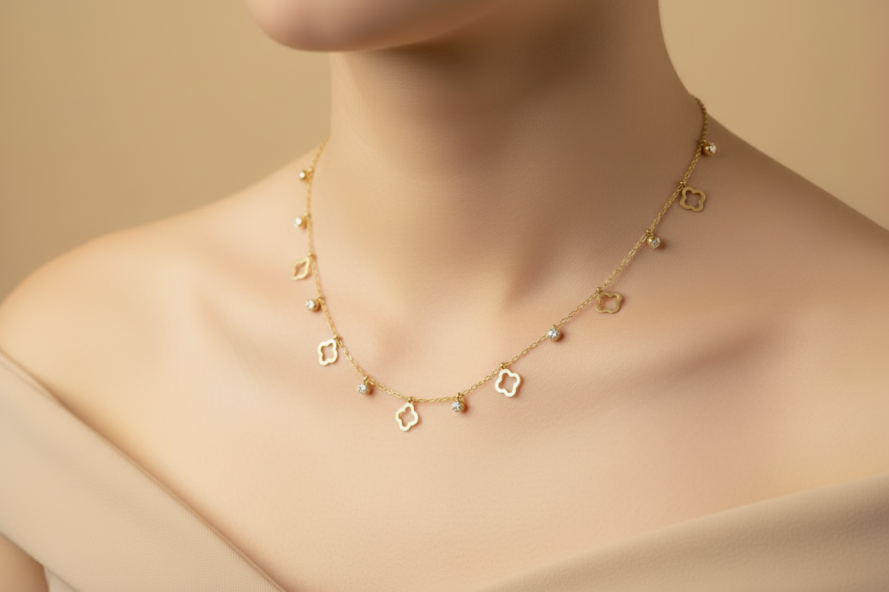 Gold Clover Charm Necklace