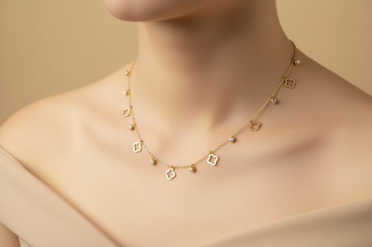 Gold Clover Charm Necklace