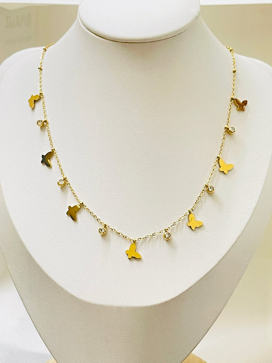 Butterfly Charm Drip Necklace