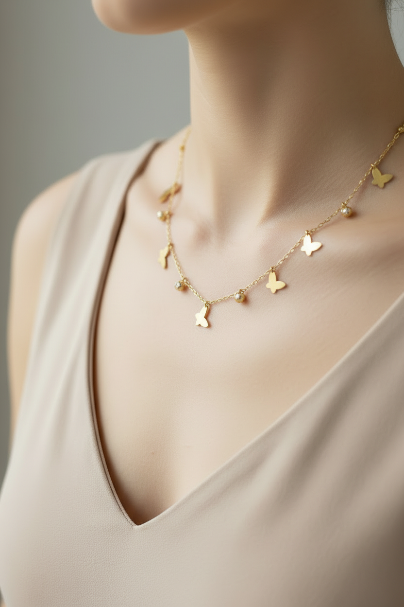 Butterfly Charm Drip Necklace