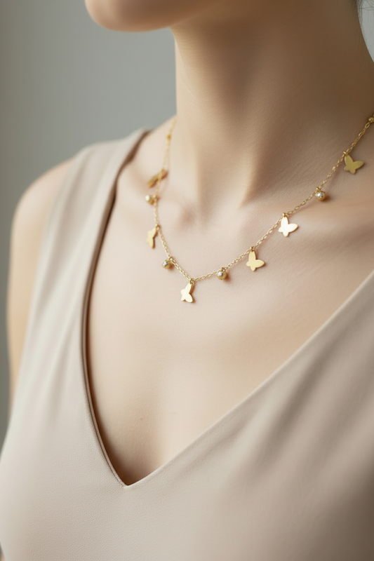 Butterfly Charm Drip Necklace