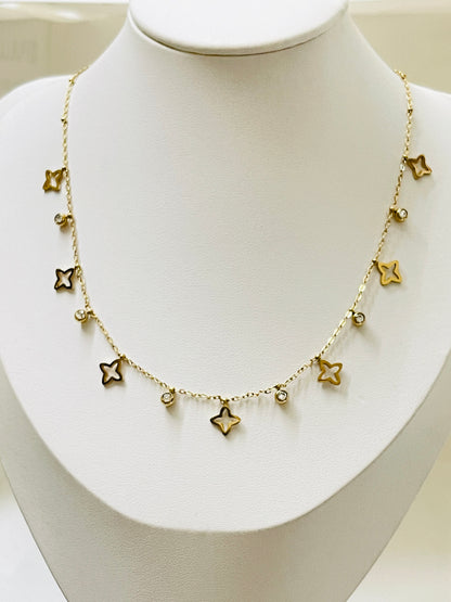 Celestial Star Charm Chain Necklace - Gold