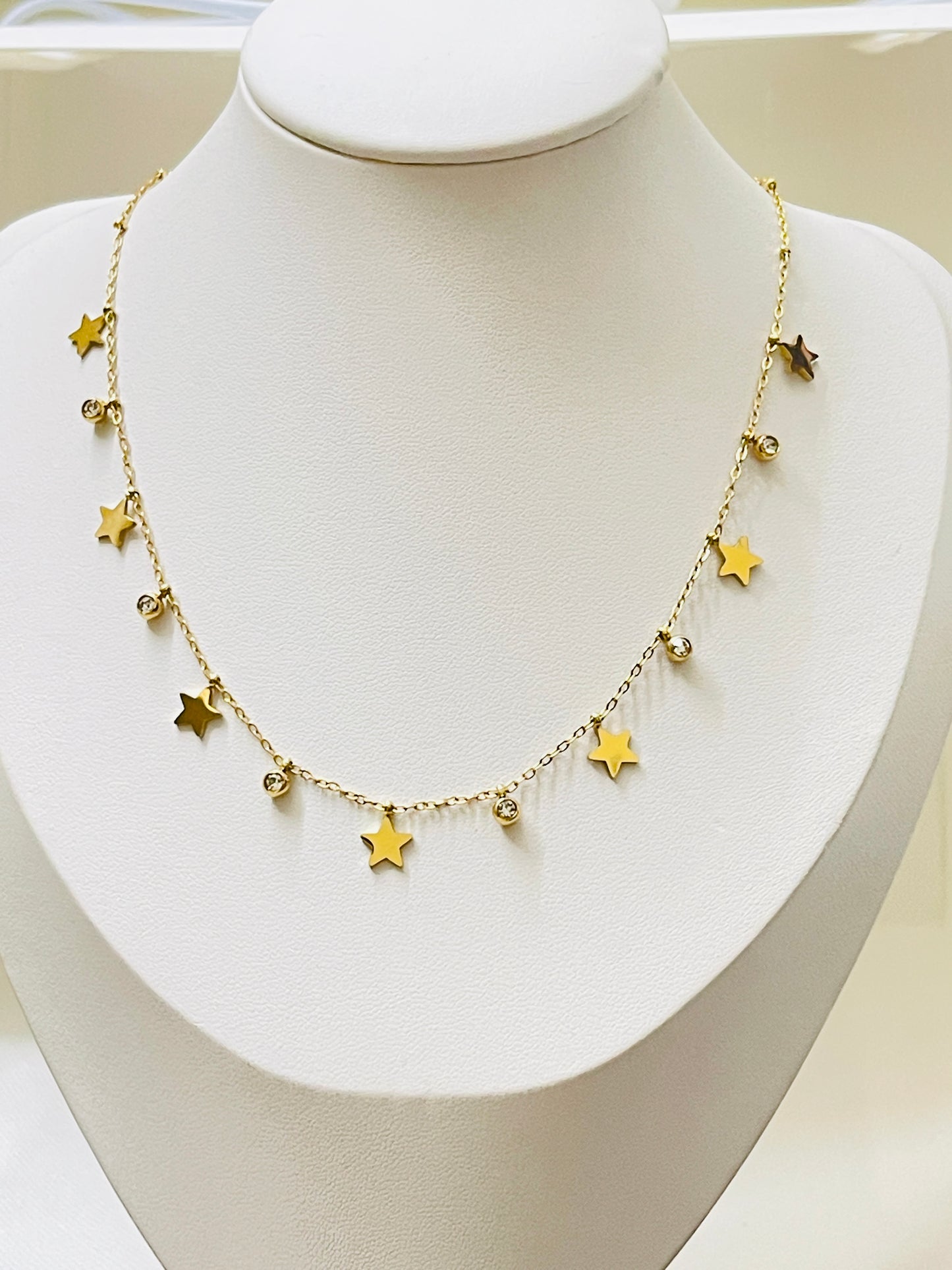 Celestial Star Charm Chain Necklace - Gold
