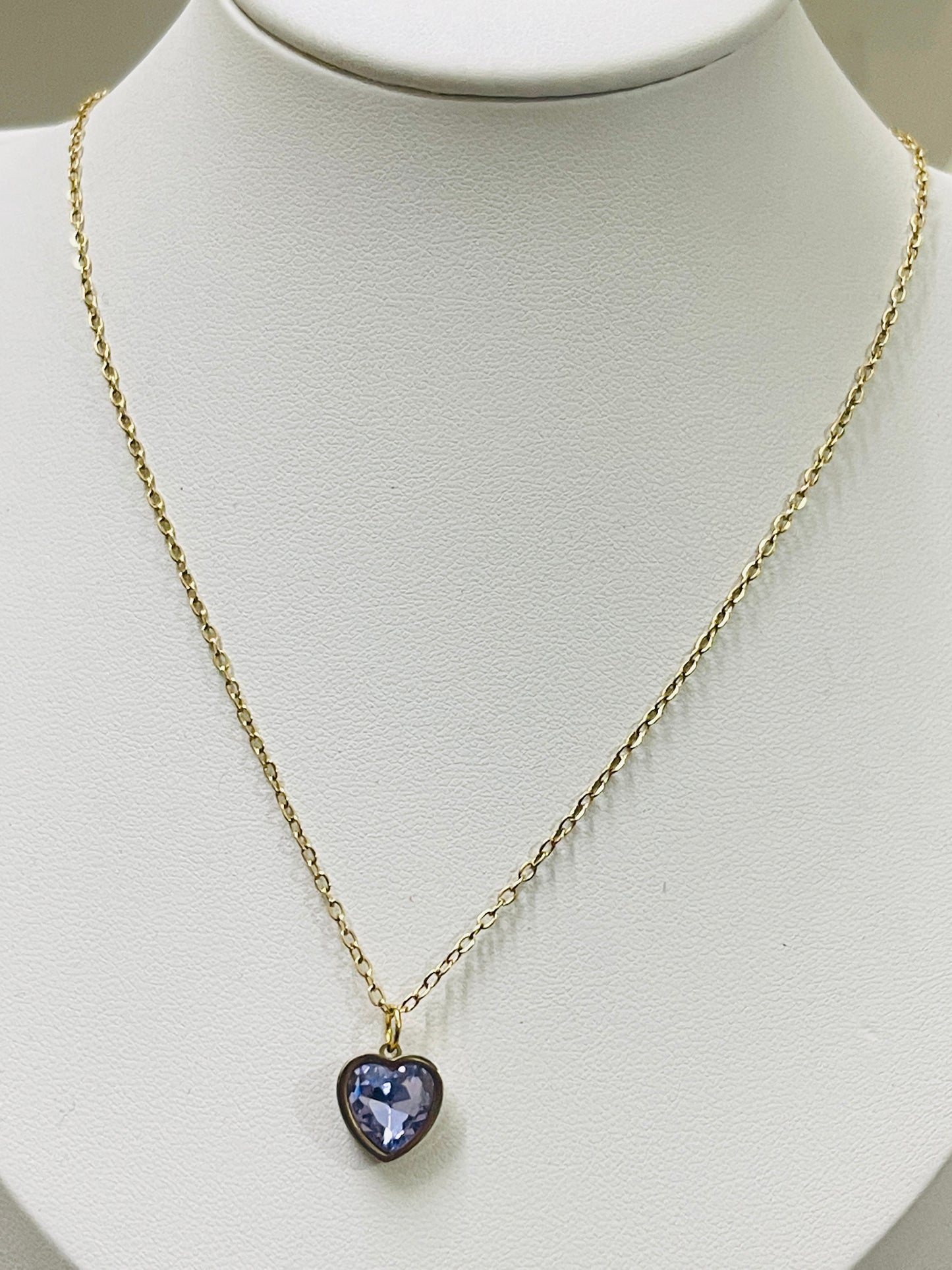 The Amethyst Heart: Gold-Tone Purple Stone Pendant
