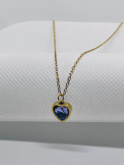The Amethyst Heart: Gold-Tone Purple Stone Pendant