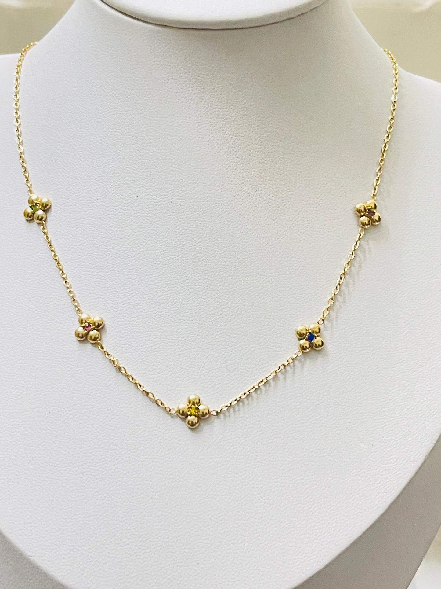 Prism Petals: Rainbow Stone Flower Necklace