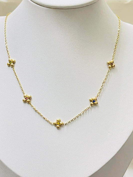 Prism Petals: Rainbow Stone Flower Necklace