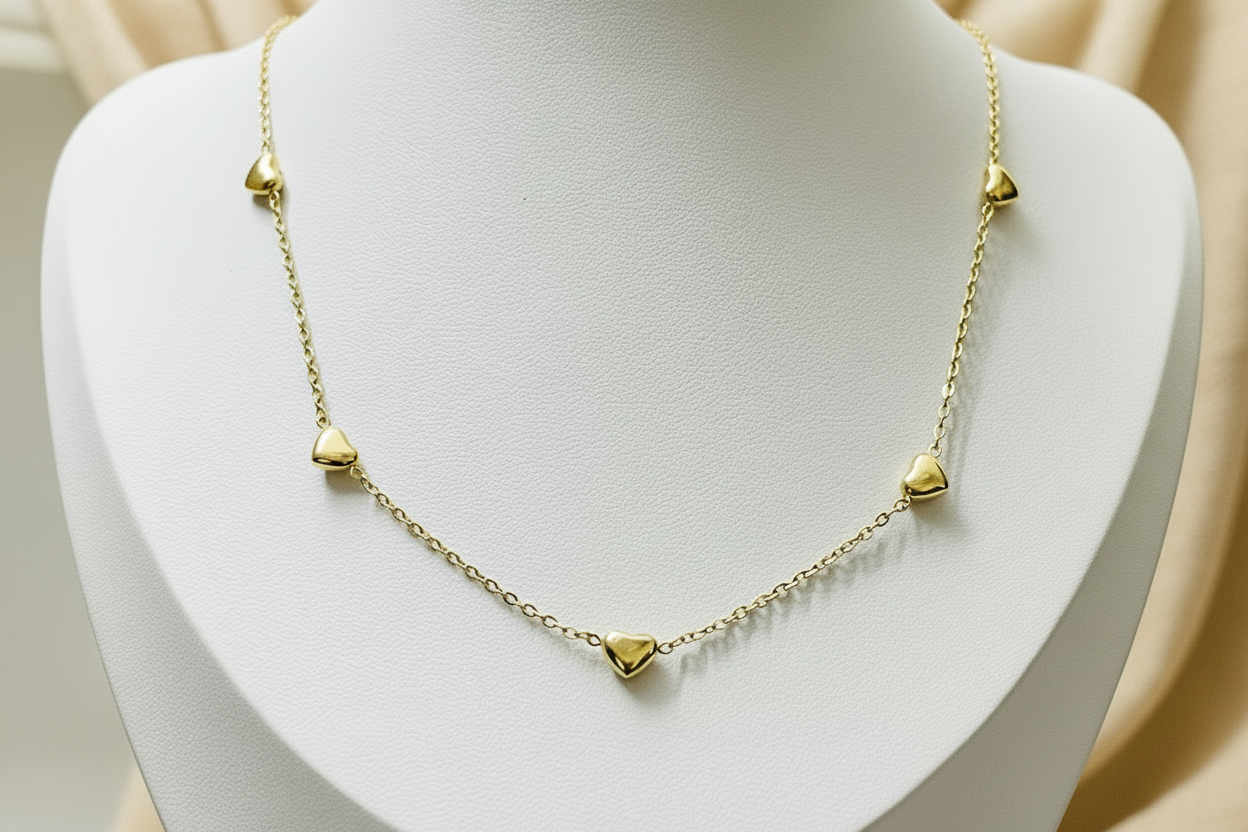 Radiant Love: Minimalist Heart Charm Chain