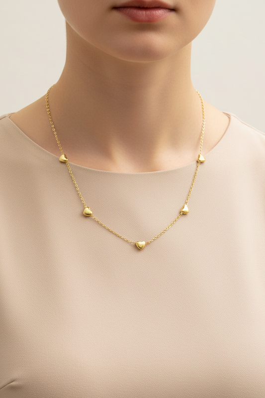 Radiant Love: Minimalist Heart Charm Chain