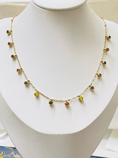 Rainbow Charm Drop Necklace