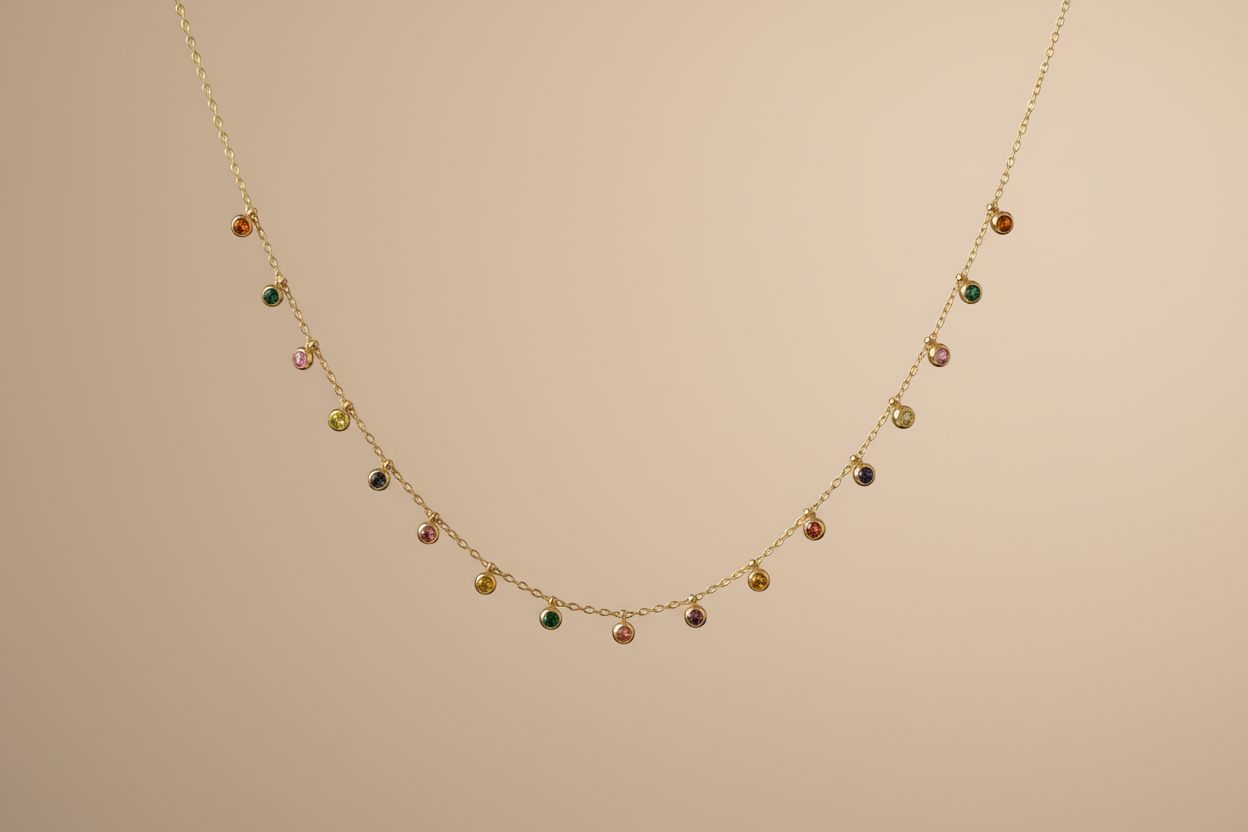 Rainbow Charm Drop Necklace