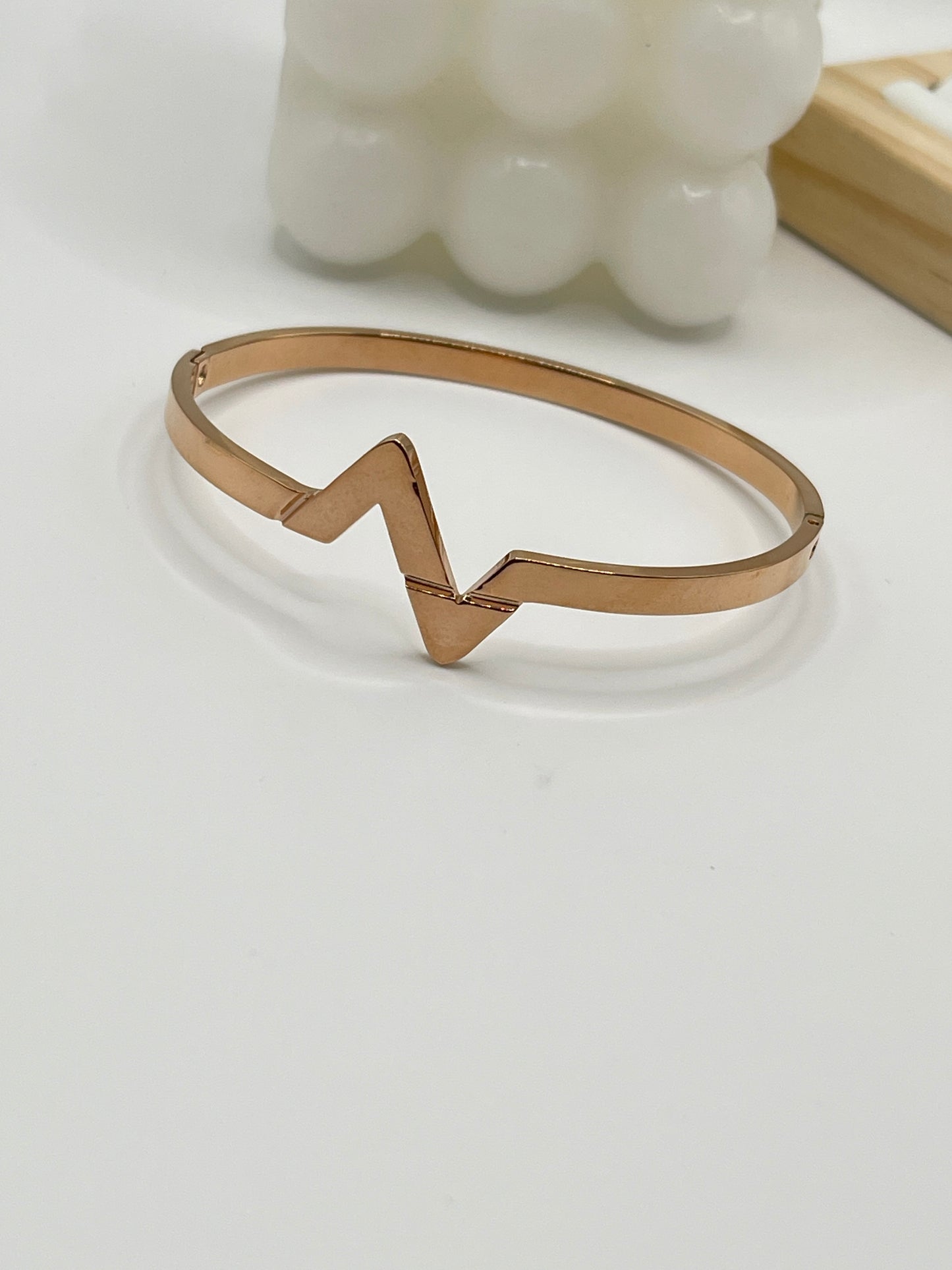 ECG Pulse Rose Gold Bangle