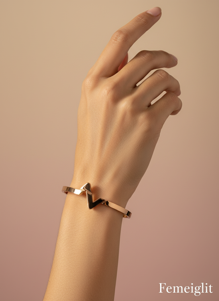 ECG Pulse Rose Gold Bangle