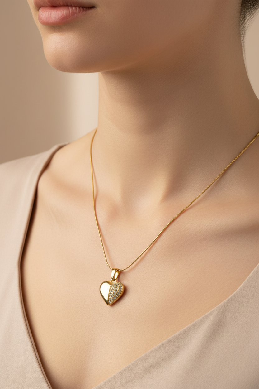Golden Heart Spark Pendant Necklace