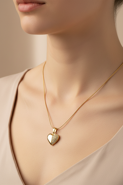 Golden Heart Spark Pendant Necklace