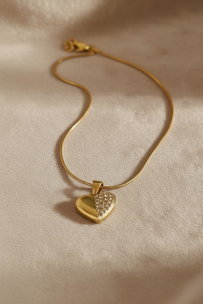 Golden Heart Spark Pendant Necklace